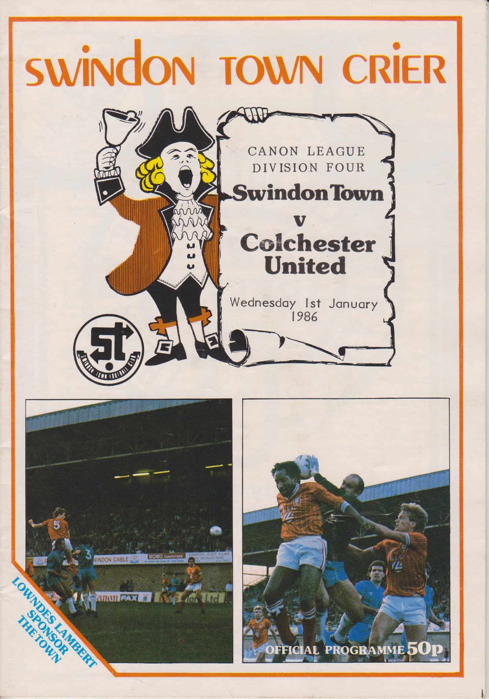 Swindon Town v Colchester United 01-Jan-1986