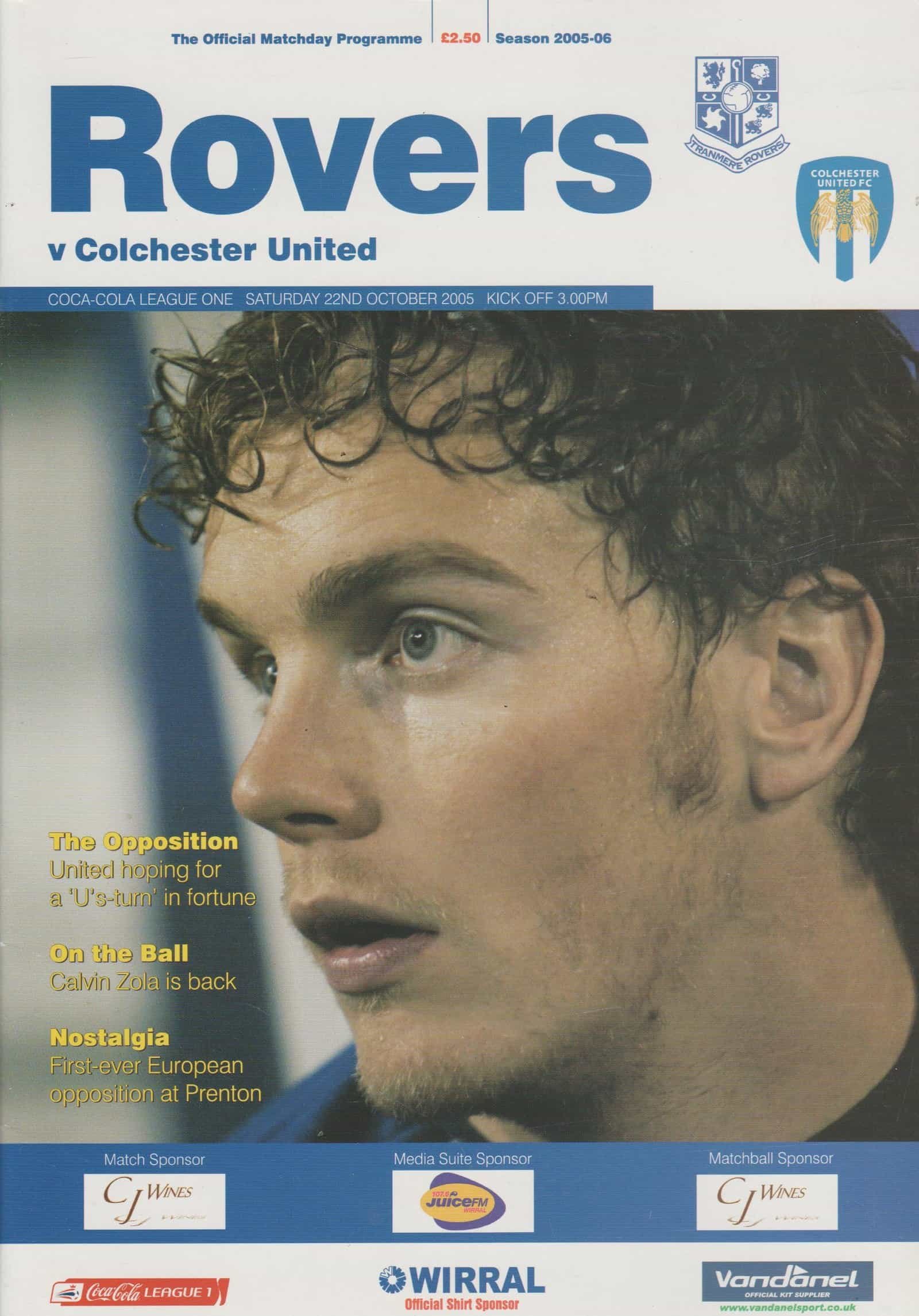 Tranmere Rovers v Colchester United 22-Oct-2005