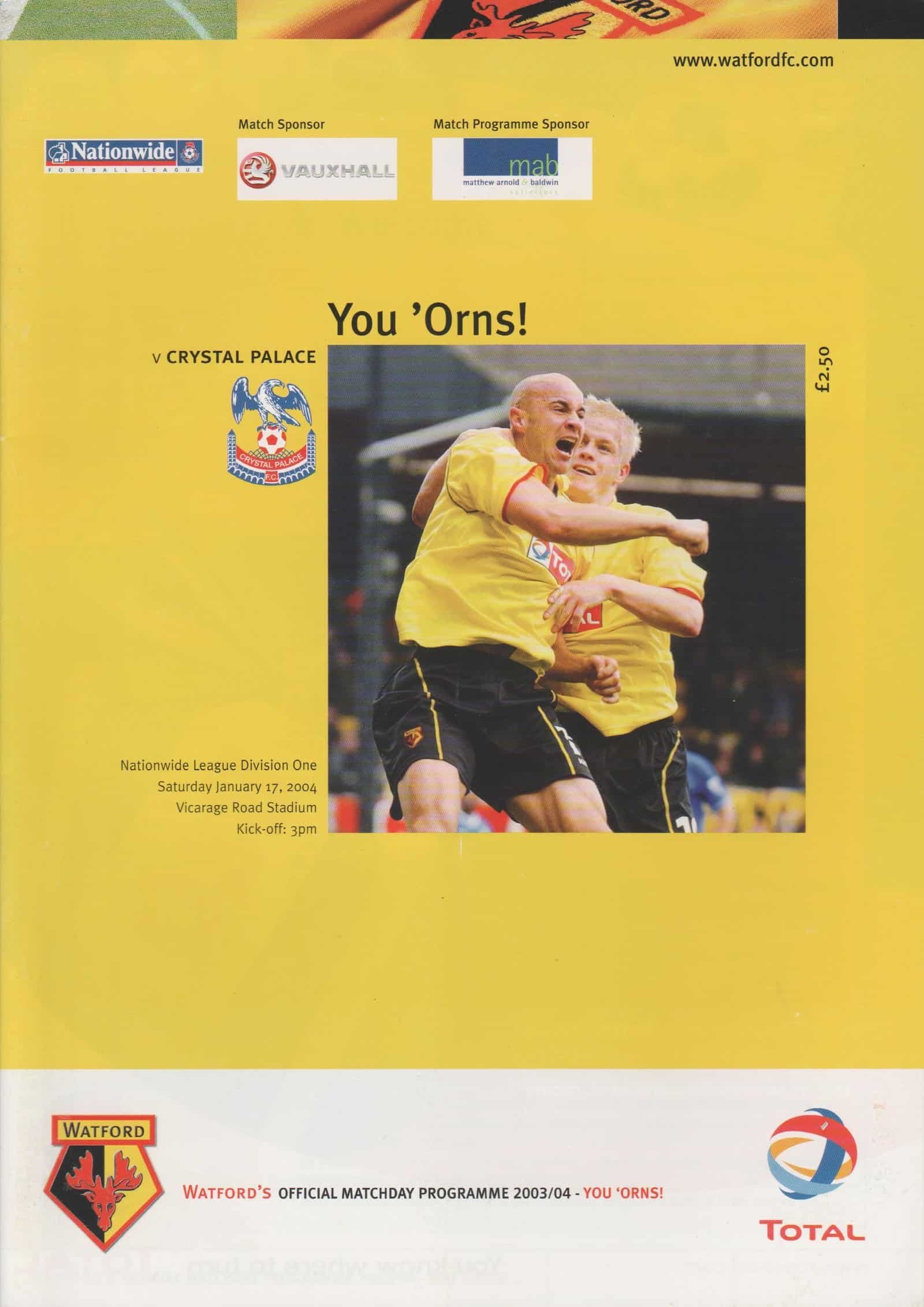 Watford v Crystal Palace 17-Jan-2004