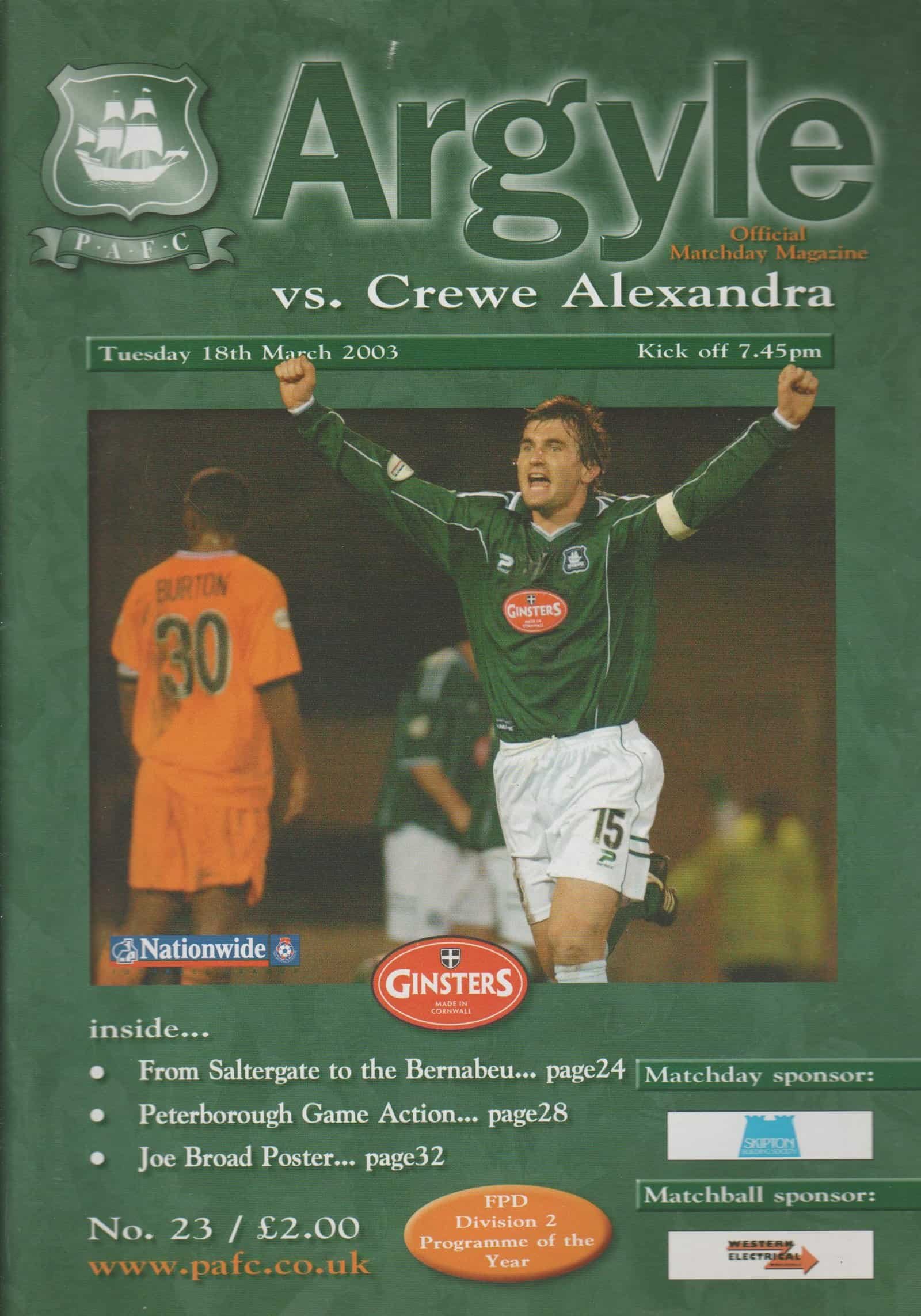 Plymouth Argyle v Crewe Alexandra 18-Mar-2003
