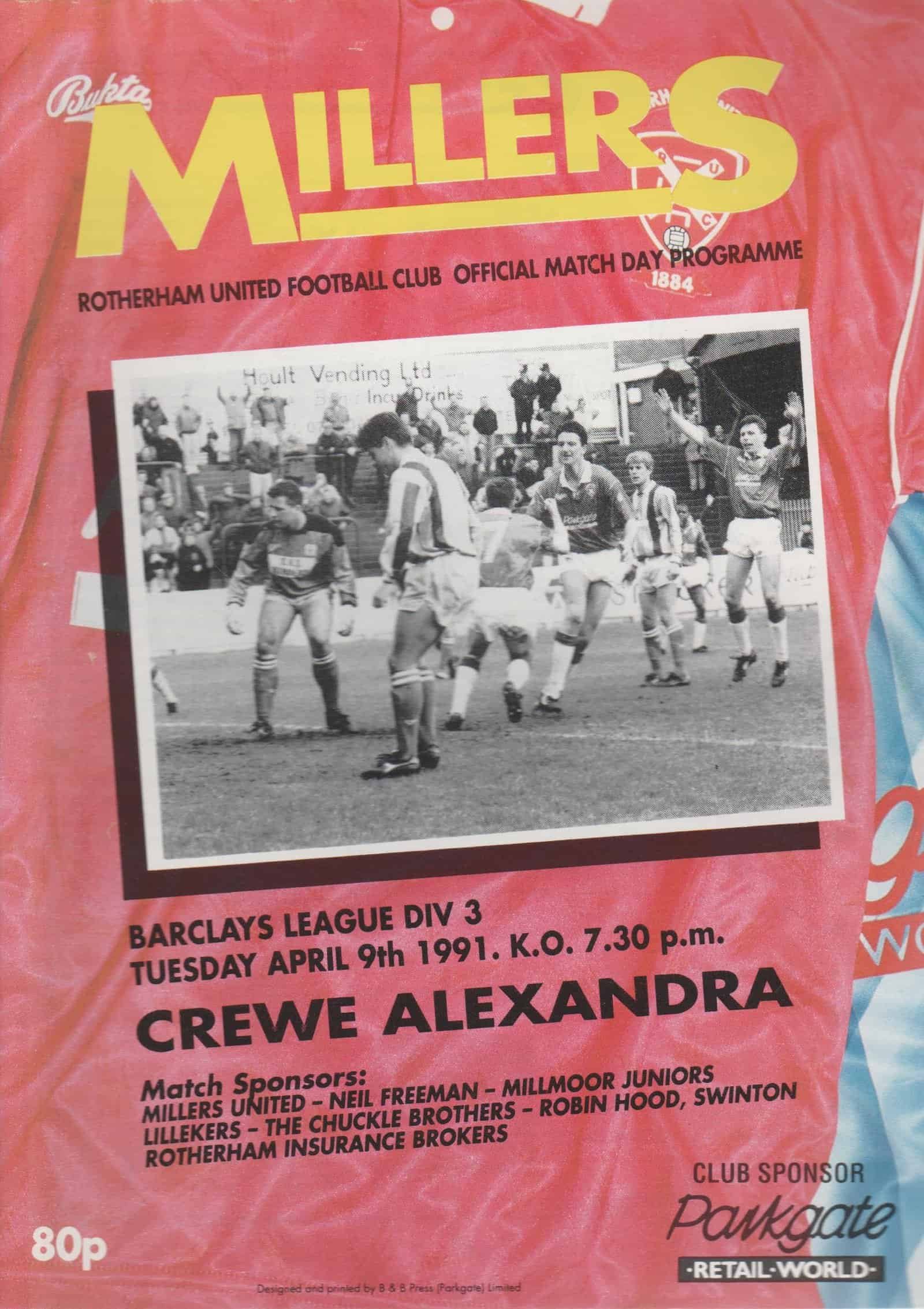 Rotherham United v Crewe Alexandra 09-Apr-1991