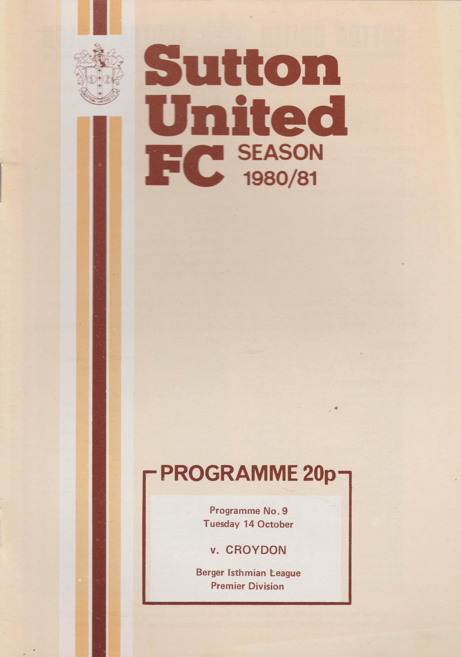 Sutton United v Croydon 14-Oct-1980