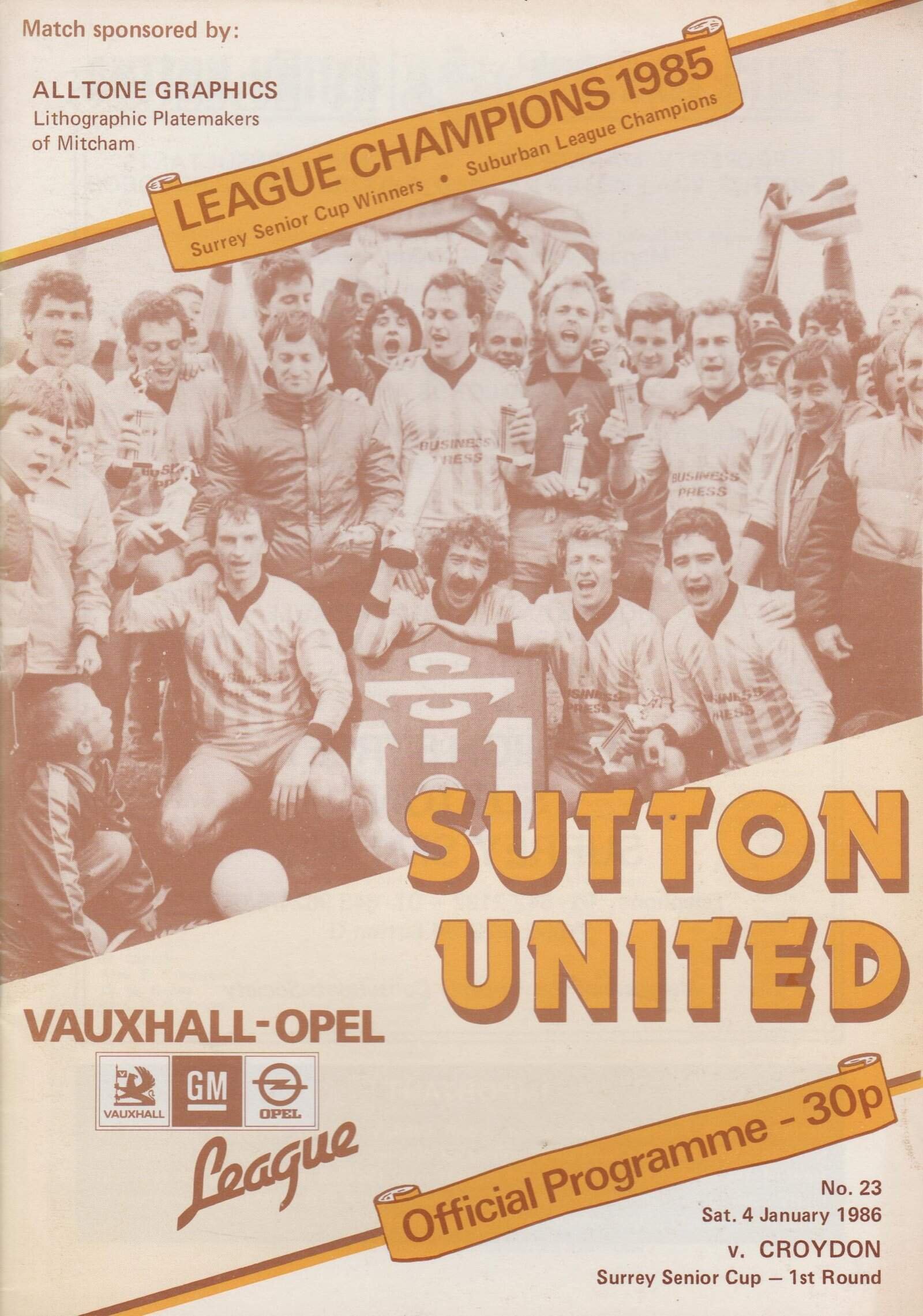 Sutton United v Croydon 04-Jan-1986