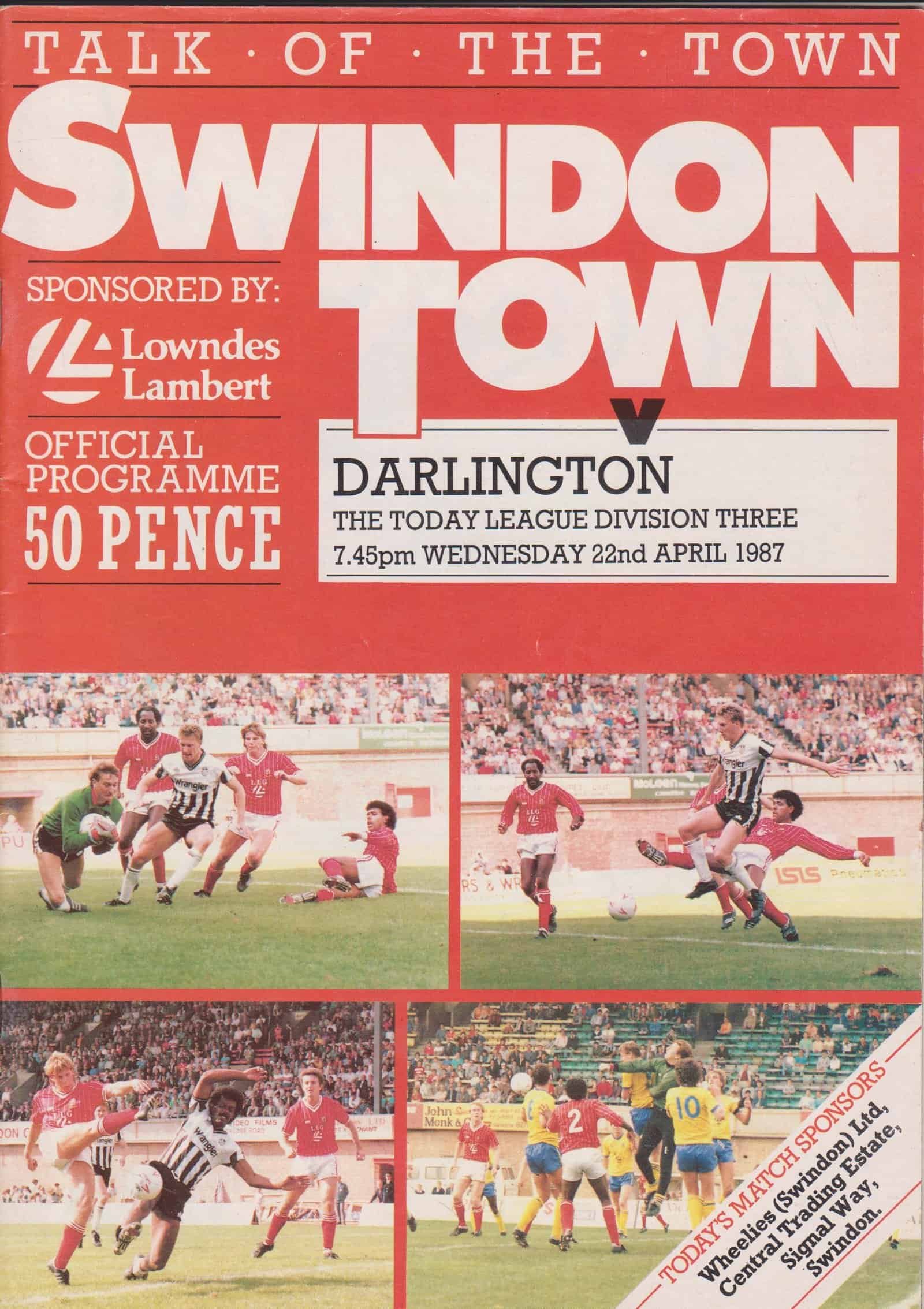 Swindon Town v Darlington 22-Apr-1987