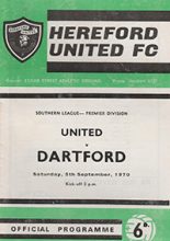 Hereford United v Dartford 05-Sep-1970