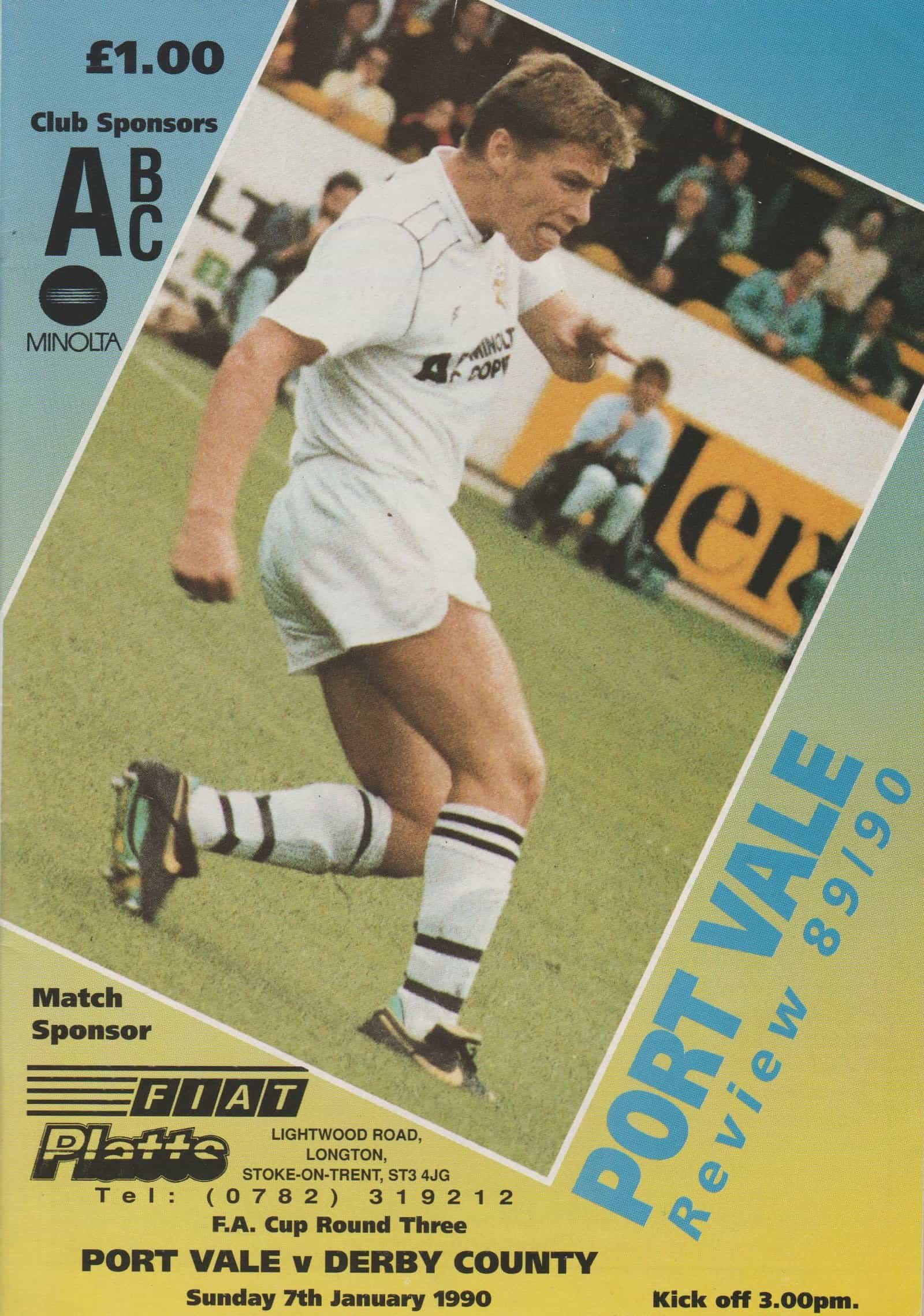 Port Vale v Derby County 07-Jan-1990
