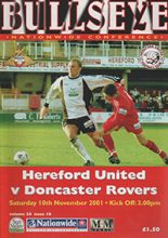 Hereford United v Doncaster Rovers 10-Nov-2001