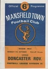 Mansfield Town v Doncaster Rovers 17-Oct-1966