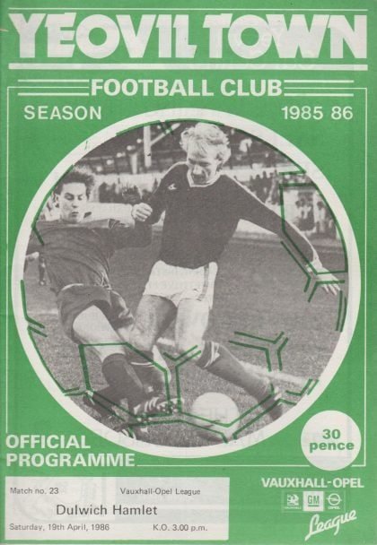 Yeovil Town v Dulwich Hamlet 19-Apr-1986