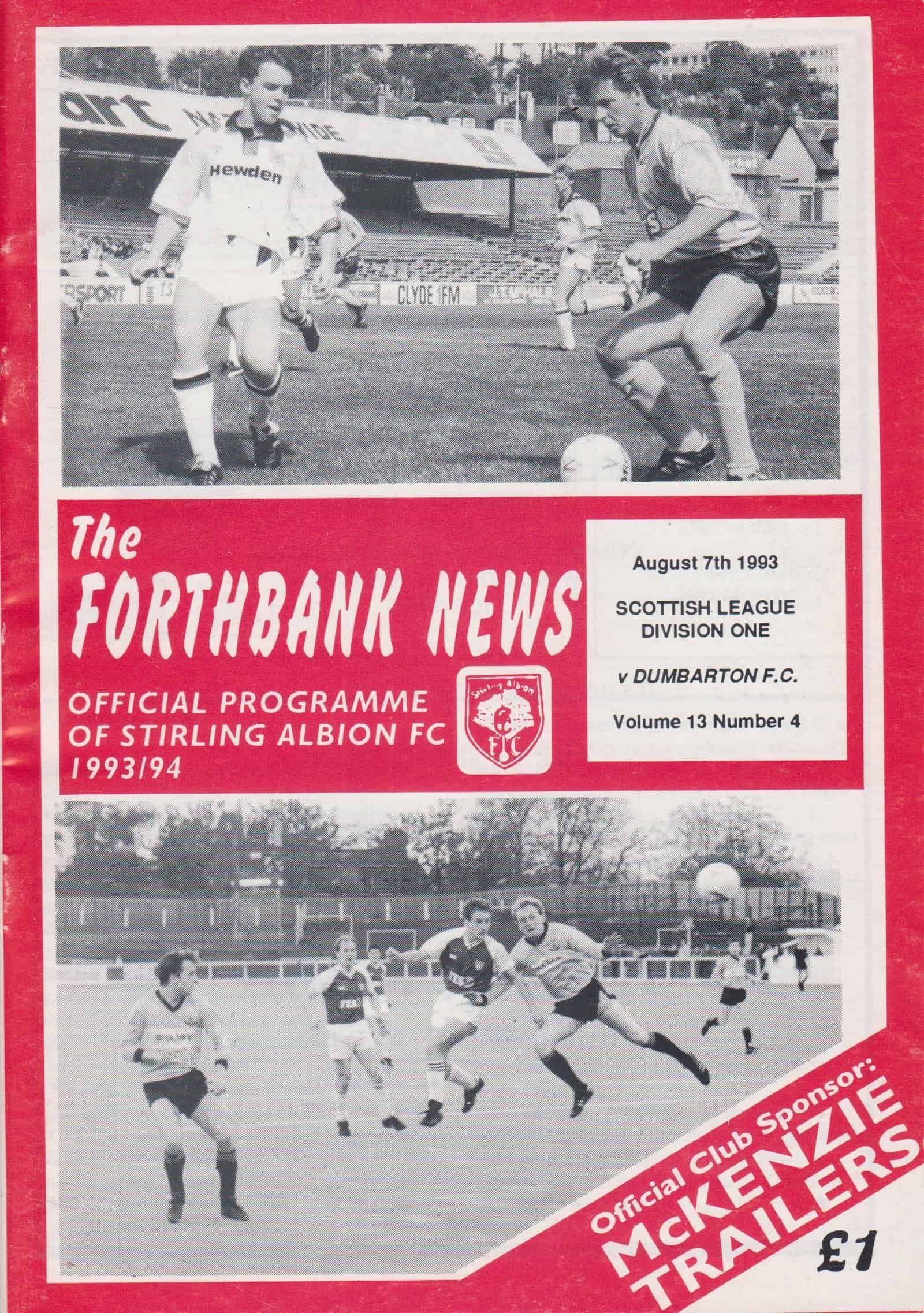 Stirling Albion v Dumbarton 07-Aug-1993