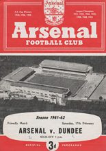 Arsenal v Dundee 17-Feb-1962