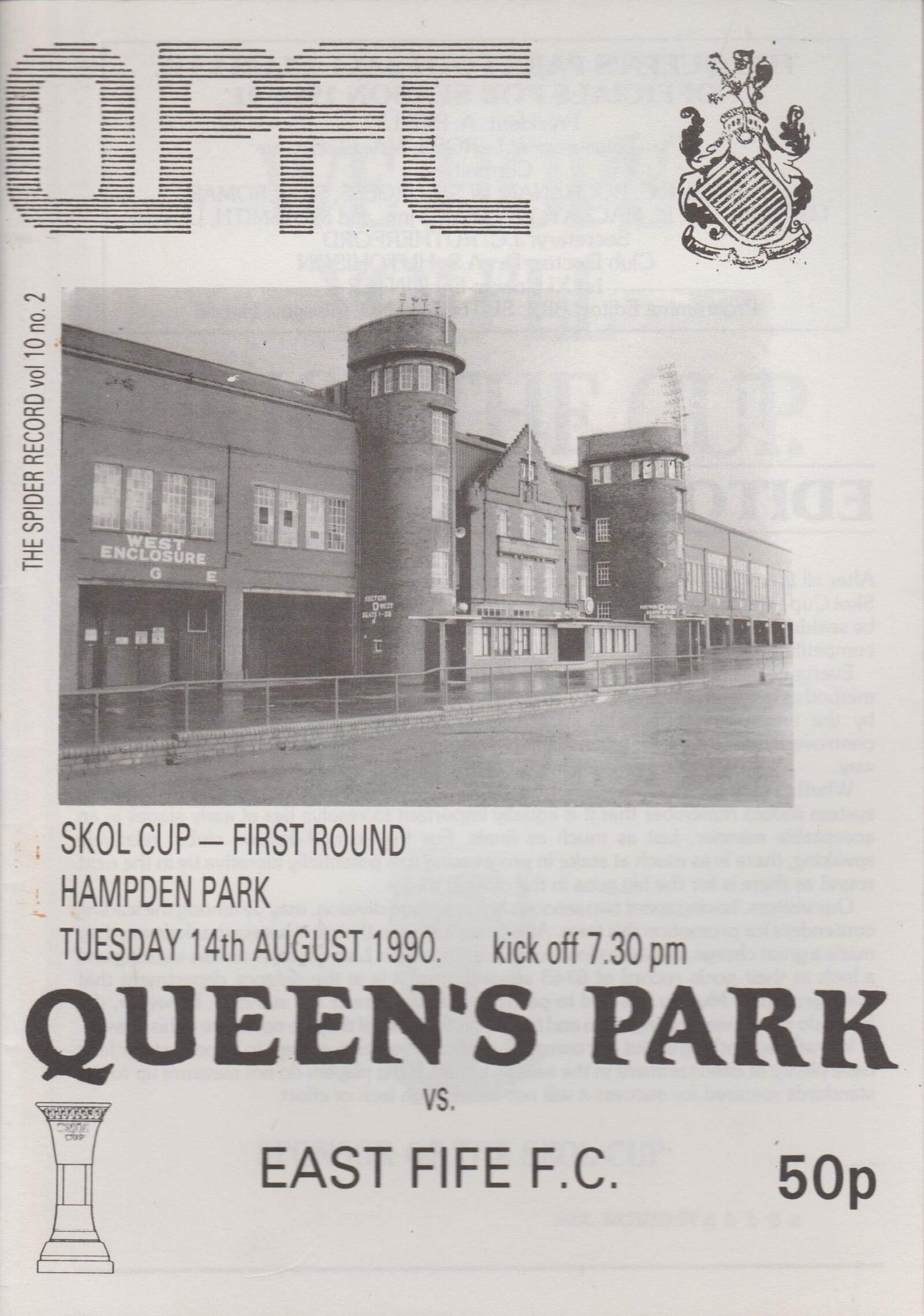 Queens Park v East Fife 14-Aug-1990