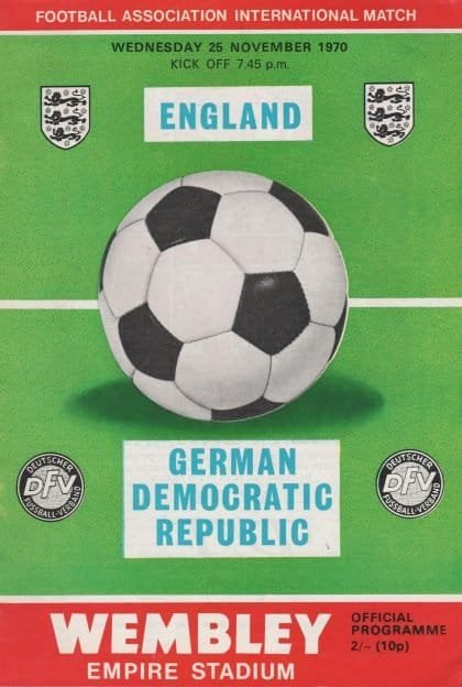 England v East Germany 25-Nov-1970