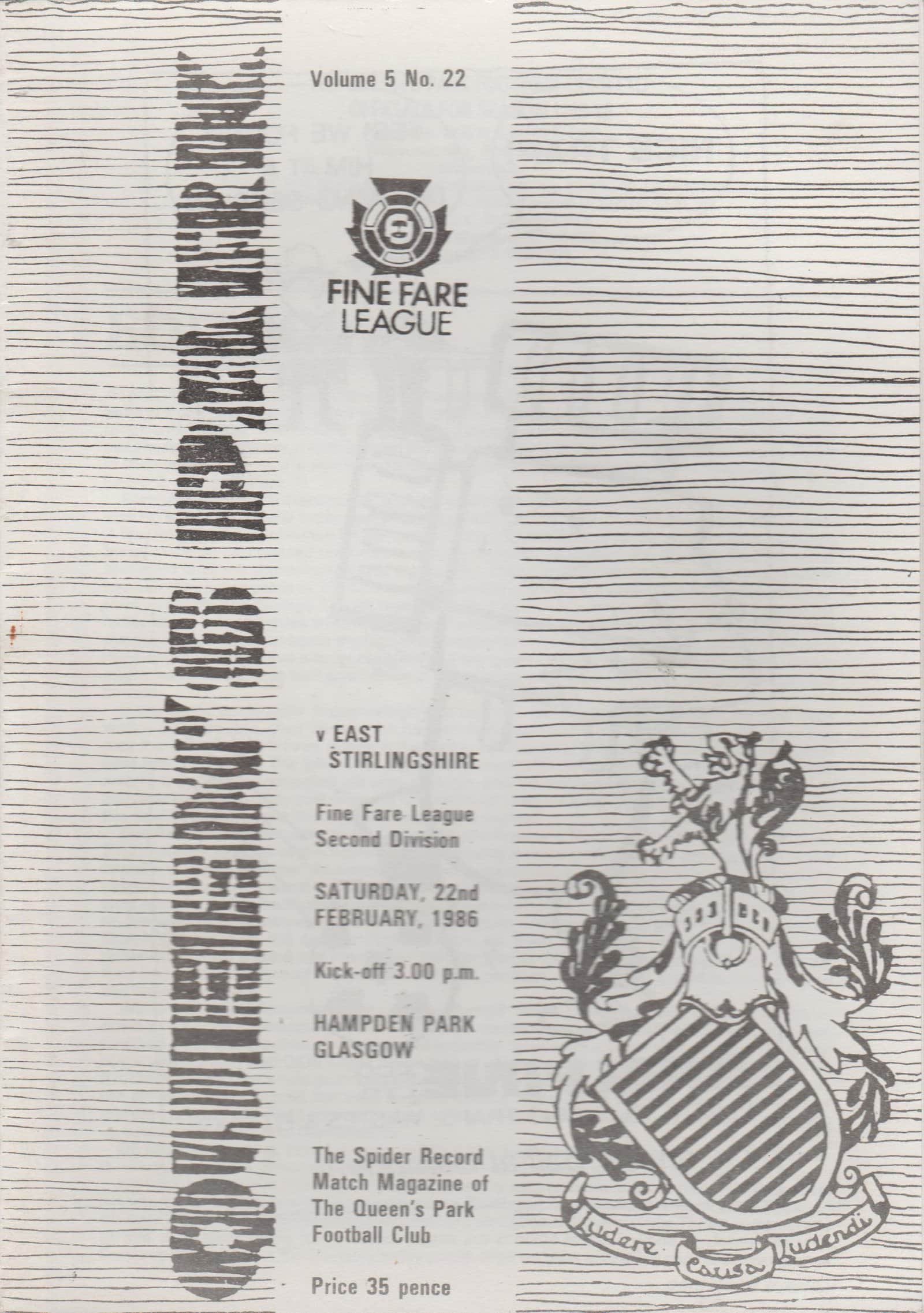 Queens Park v East Stirlingshire 22-Feb-1986