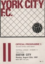 York City v Exeter City 25-Aug-1969