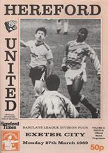 Hereford United v Exeter City 27-Mar-1989