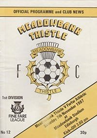 Meadowbank Thistle v Forfar Athletic 07-Nov-1987