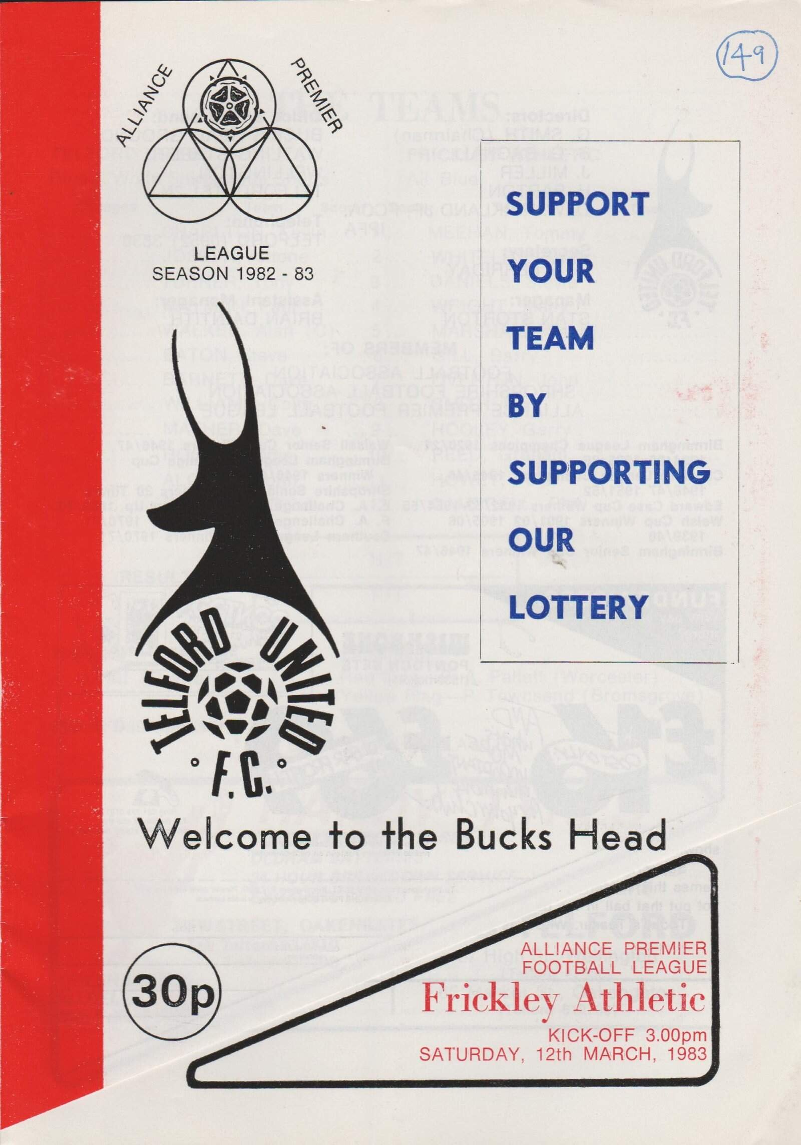 Telford United v Frickley Athletic 12-Mar-1983