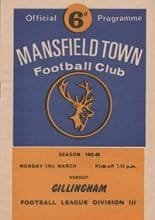 Mansfield Town v Gillingham 14-Mar-1965