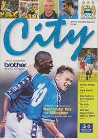 Manchester City v Gillingham 21-Nov-1998