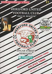 Hereford United v Halifax Town 31-Oct-1992