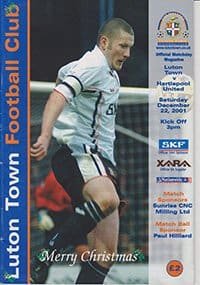 Luton Town v Hartlepool United 22-Dec-2001