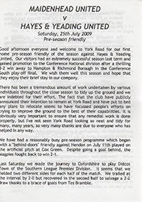 Maidenhead United v Hayes & Yeading United 25-Jul-2009