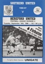 Southend United v Hereford United 16-Sep-1986