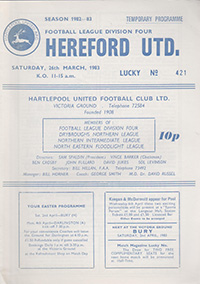 Hartlepool United v Hereford United 26-Mar-1983