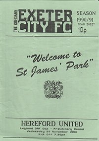 Exeter City v Hereford United 28-Nov-1990