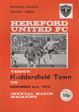 Hereford United v Huddersfield Town 02-Nov-1974