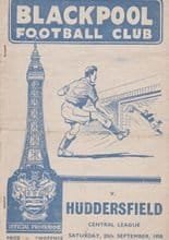 Blackpool Reserves v Huddersfield Town Reserves 20-Sep-1958