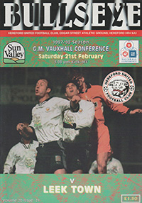 Hereford United v Leek Town 21-Feb-1998