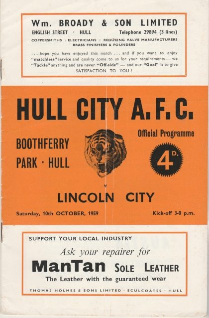 Hull City v Lincoln City 10-Oct-1959