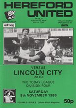 Hereford United v Lincoln City 08-Nov-1986