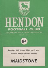 Hendon v Maidstone United 26-Mar-1966