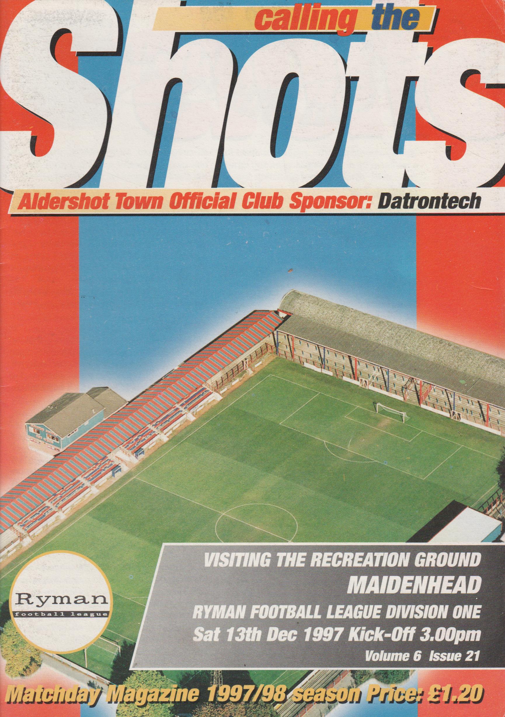 Aldershot Town v Maidenhead United 13-Dec-1997