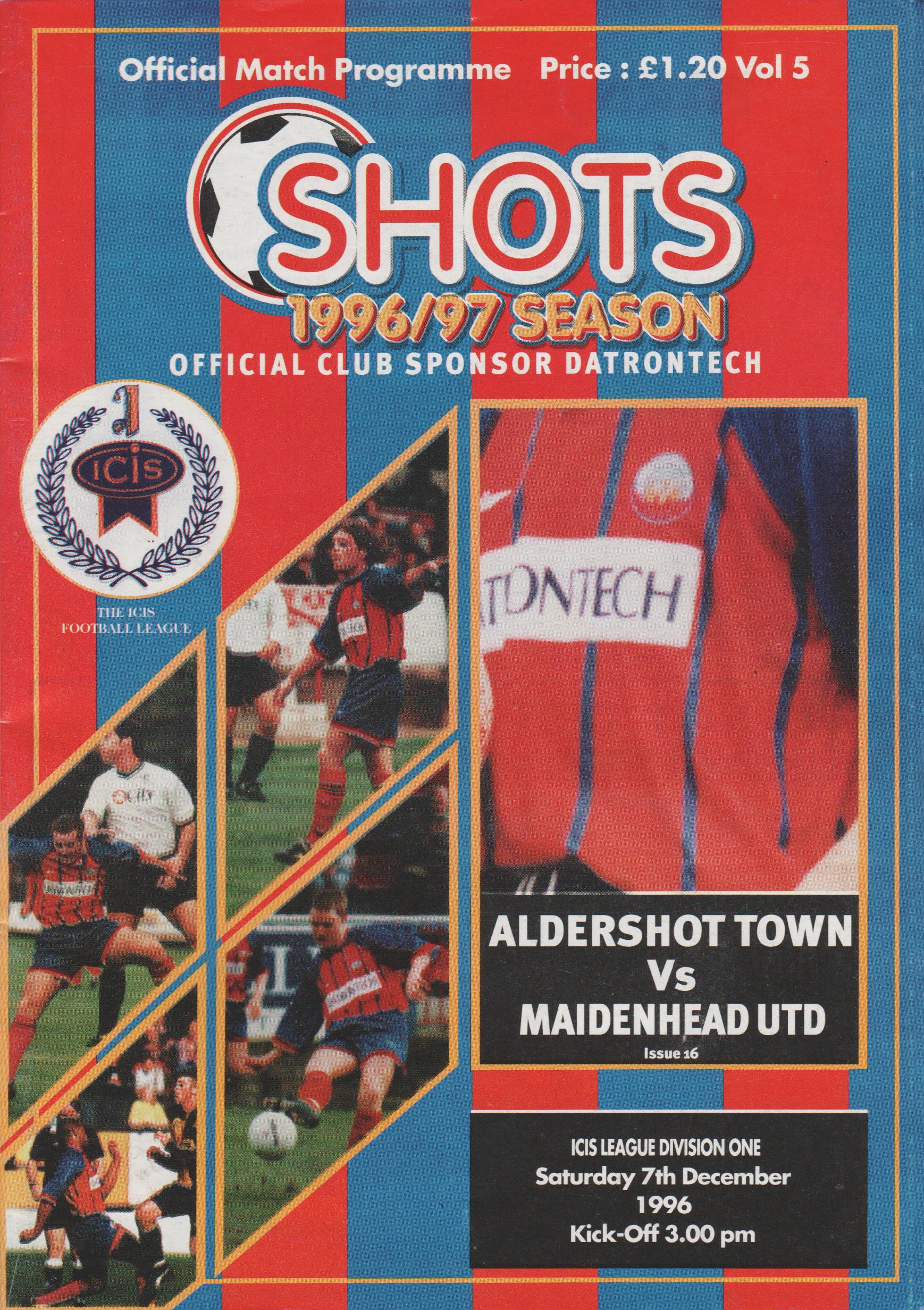 Aldershot Town v Maidenhead United 07-Dec-1996