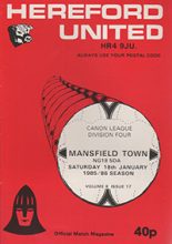 Hereford United v Mansfield Town 18-Jan-1986