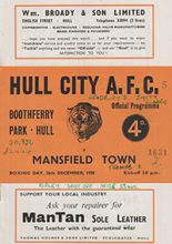Hull City v Mansfield Town 26-Dec-1958