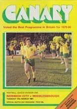 Norwich City v Middlesbrough 17-Mar-1981