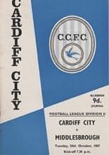 Cardiff City v Middlesbrough 24-Oct-1967