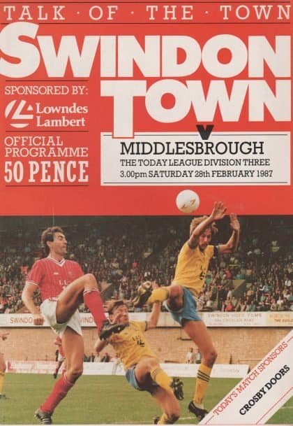 Swindon Town v Middlesbrough 28-Feb-1987
