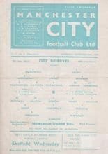 Manchester City Reserves v Newcastle United Reserves 10-Sep-1960