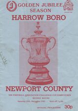 Harrow Borough v Newport County 10-Dec-1983