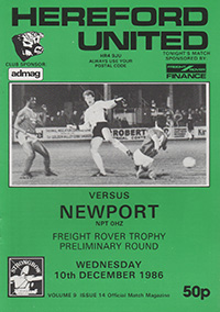 Hereford United v Newport County 10-Dec-1986