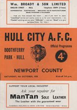 Hull City v Newport County 04-Oct-1958