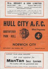 Hull City v Norwich City 28-Mar-1959
