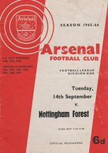 Arsenal v Nottingham Forest 14-Sep-1965