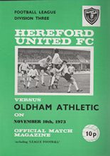 Hereford United v Oldham Athletic 10-Nov-1973